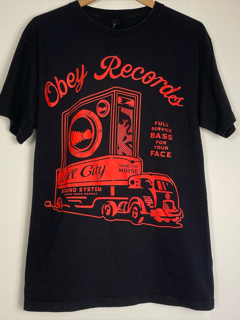 OBEY Records All City Sound System Black Graphic T-Shirt